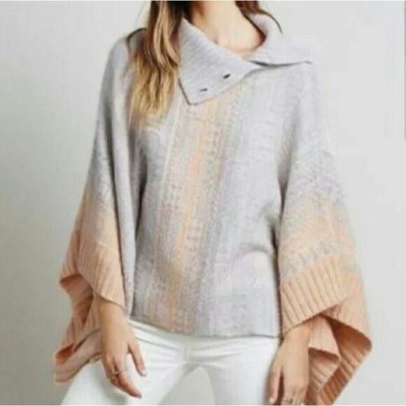 FREE PEOPLE Nordic Fair Isle WILLOW PONCHO Sweater Sz. S - Picture 1 of 9